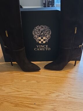 Vince Camuto Brown Suede Over-the-Knee Pointed Stiletto Boots